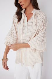 Shop Danill Chequer Blouse | Beige - Alexandra Australia