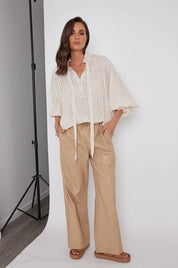 Shop Danill Chequer Blouse | Beige - Alexandra Australia