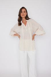 Shop Danill Chequer Blouse | Beige - Alexandra Australia