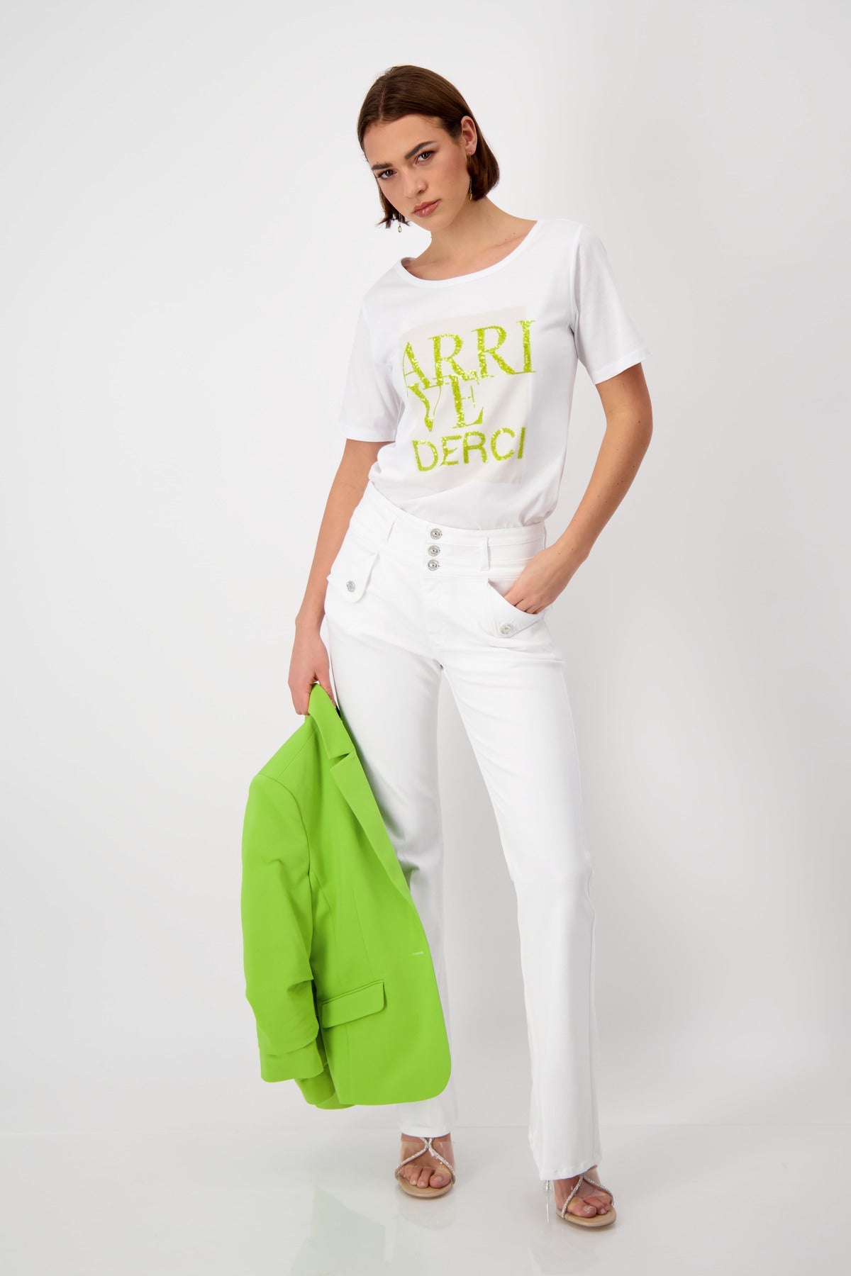 Shop Decorative Front Tee | White - Monari