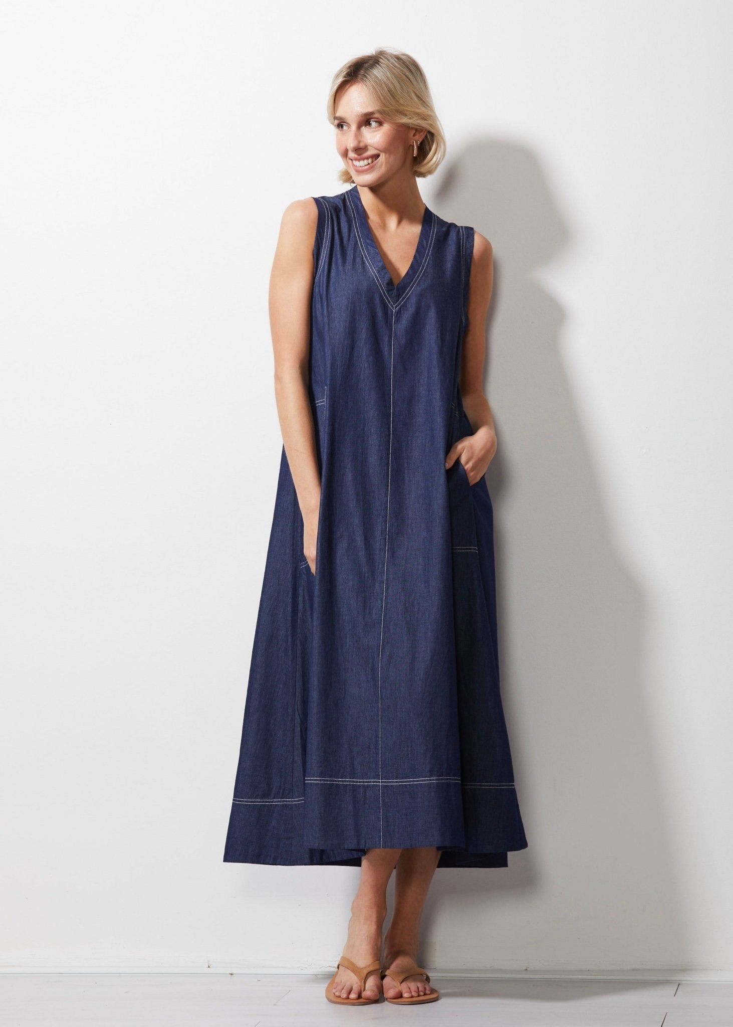 Shop Denim Maxi Dress | Denim - Zaket & Plover