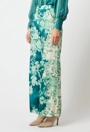 Shop Dynasty Linen Viscose Wide Leg Pant │ Jade Floral - ONCEWAS