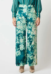 Shop Dynasty Linen Viscose Wide Leg Pant │ Jade Floral - ONCEWAS