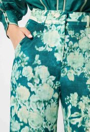 Shop Dynasty Linen Viscose Wide Leg Pant │ Jade Floral - ONCEWAS