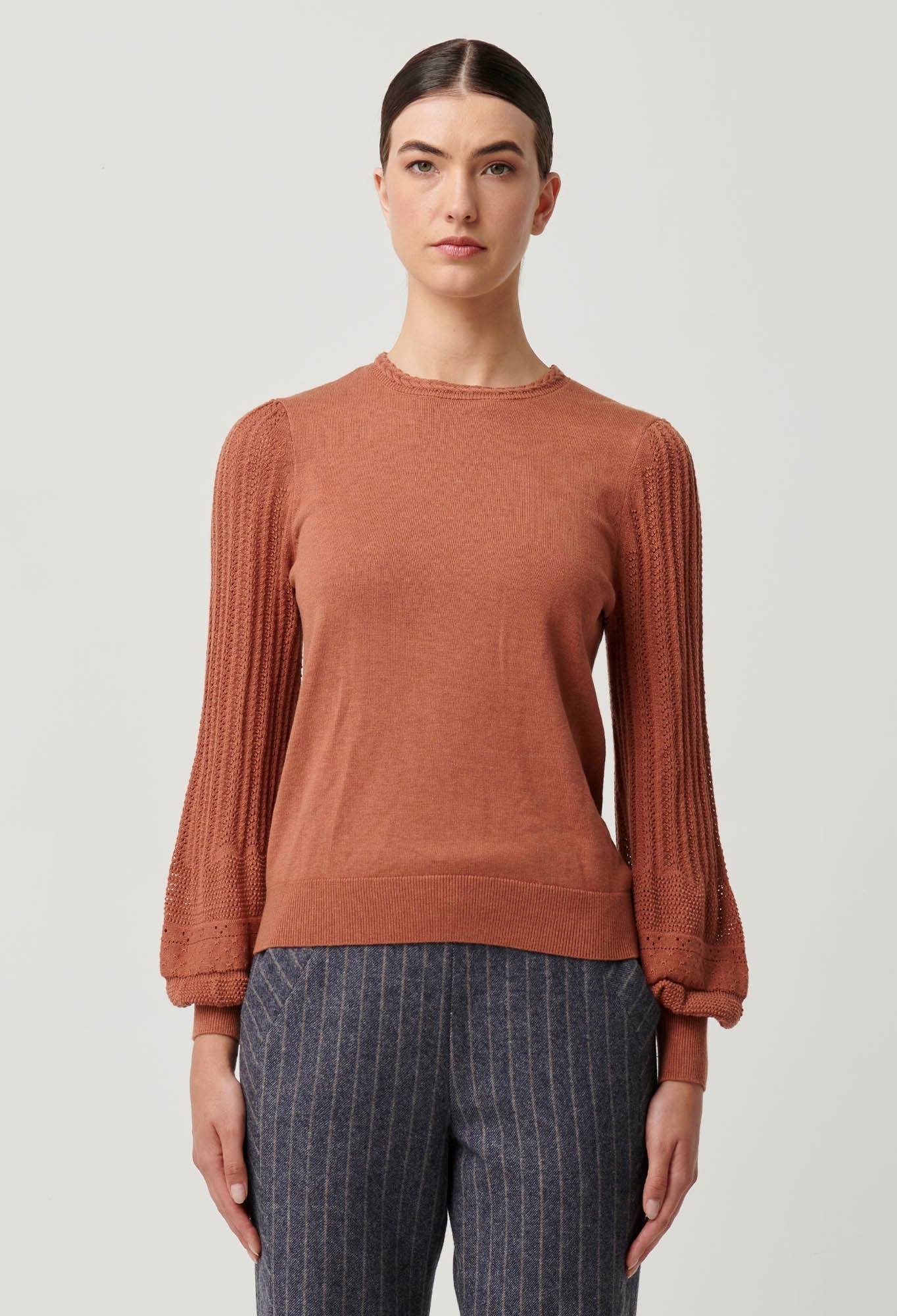 Shop Eastyn Merino Wool Cotton Blend Knit in Tawny - OnceWas