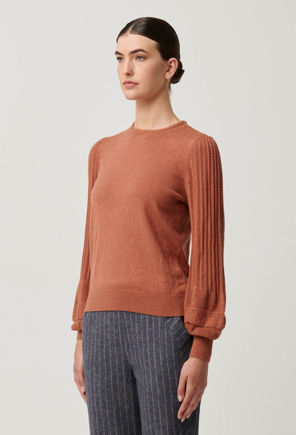 Shop Eastyn Merino Wool Cotton Blend Knit in Tawny - OnceWas