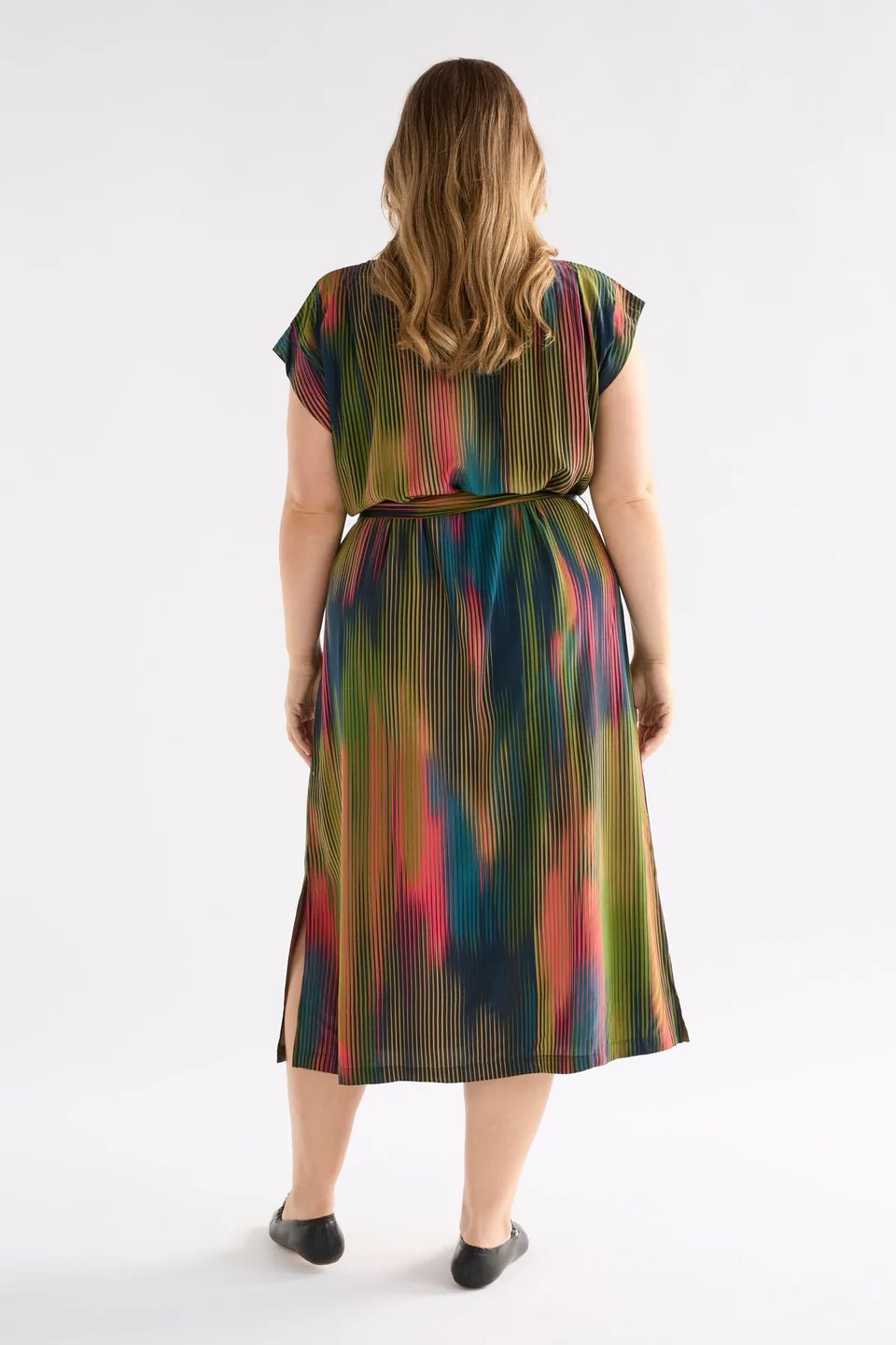 Elk The Label Kirra Midi Dress, Arran Stripe Print, V-Neck