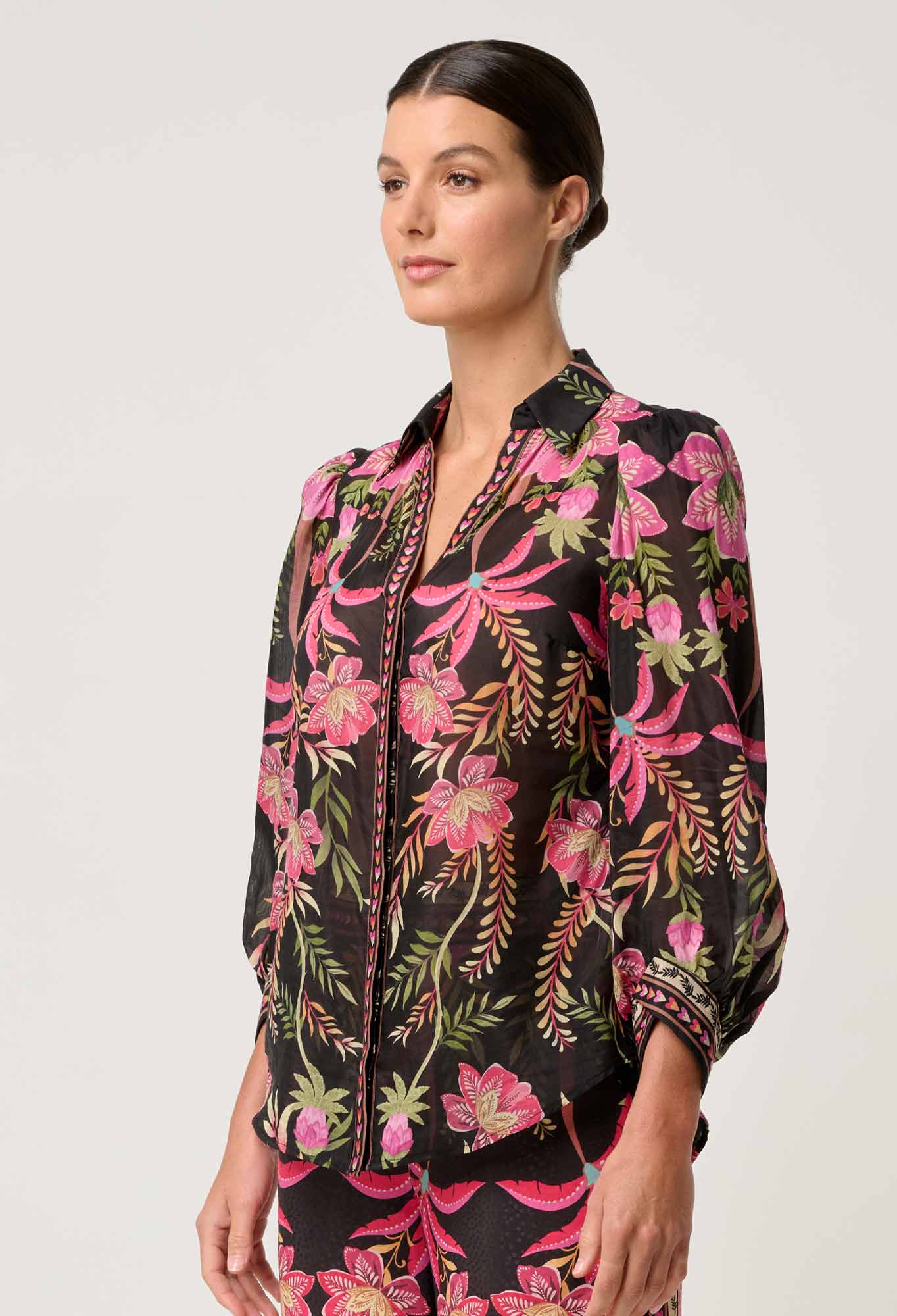 Shop Elysian Silk Cotton Shirt in Anthos Lótos - OnceWas