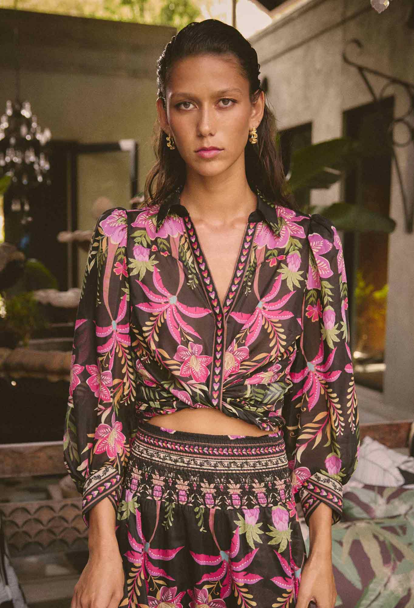 Shop Elysian Silk Cotton Shirt in Anthos Lótos - OnceWas