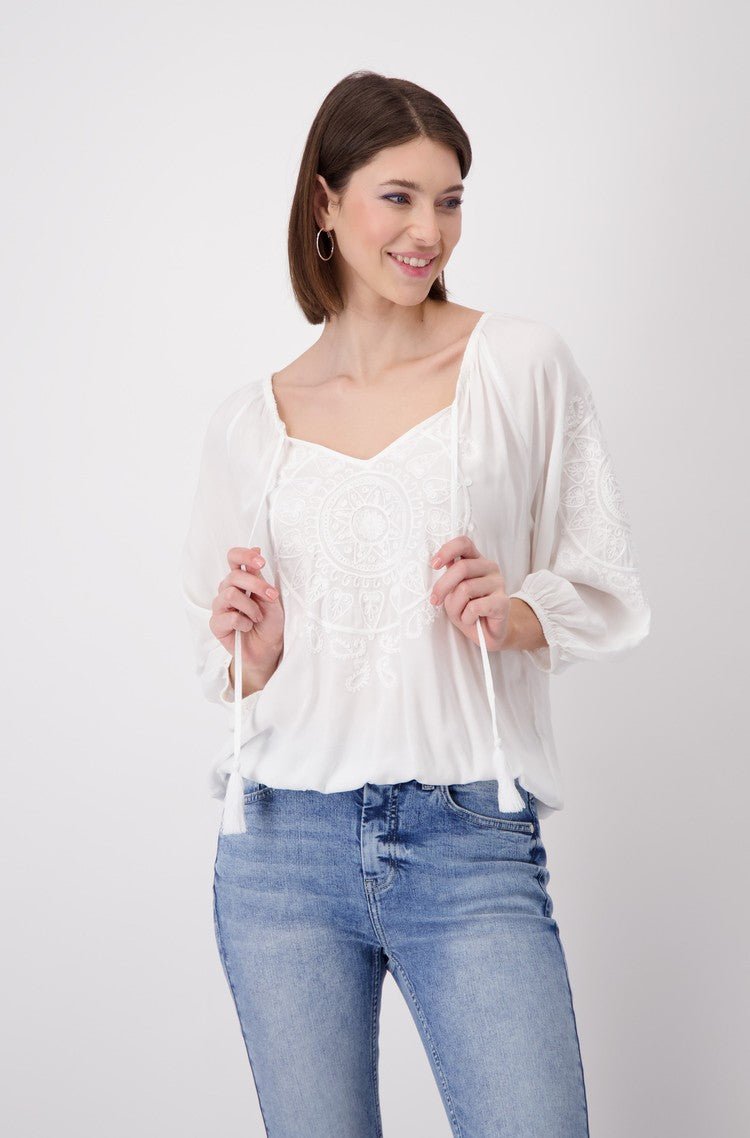 Shop Embroidered Blouse | White - Monari