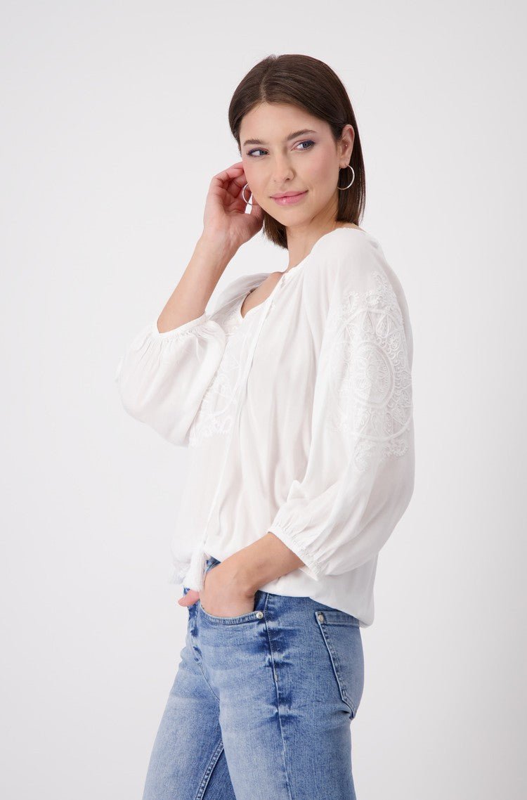 Shop Embroidered Blouse | White - Monari