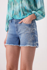 Monari Embroidered Denim Shorts