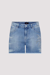 Shop Embroidered Denim Shorts - Monari