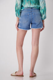 Shop Embroidered Denim Shorts - Monari