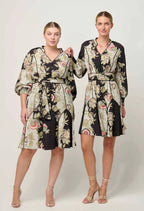 Shop Emersyn Linen Viscose Dress in Mariposa Nero - OnceWas