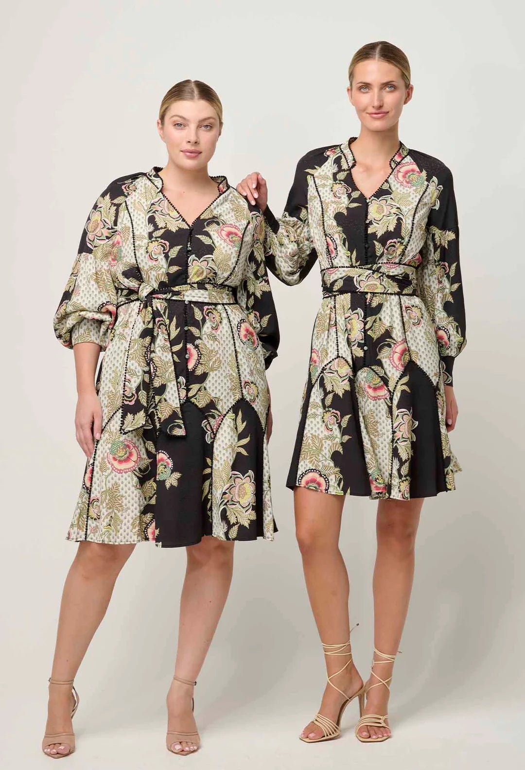 Shop Emersyn Linen Viscose Dress in Mariposa Nero - OnceWas