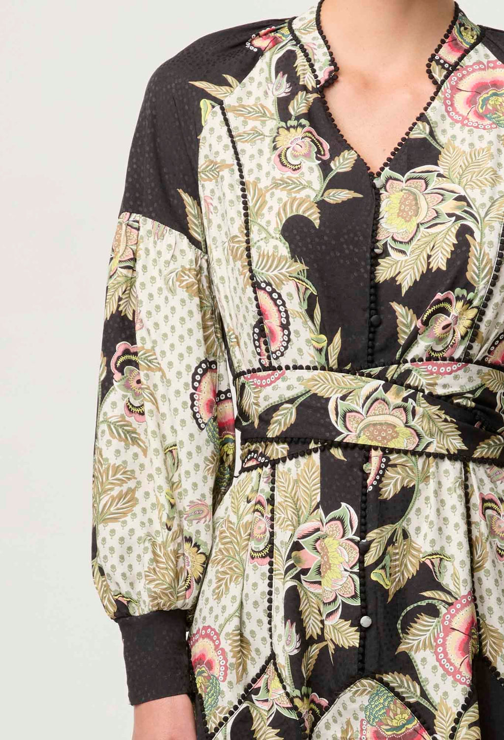 Shop Emersyn Linen Viscose Dress in Mariposa Nero - OnceWas