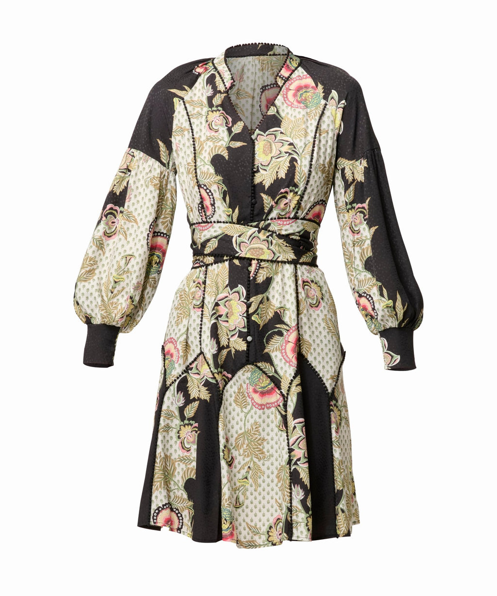 Shop Emersyn Linen Viscose Dress in Mariposa Nero - OnceWas