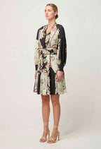 Shop Emersyn Linen Viscose Dress in Mariposa Nero - OnceWas