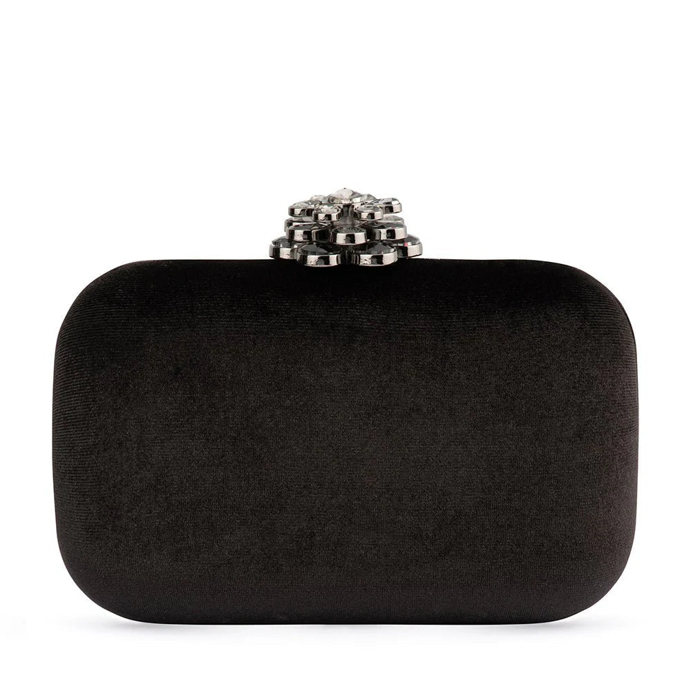 Shop Emilia Velvet Clutch Bag | Black - Olga Berg