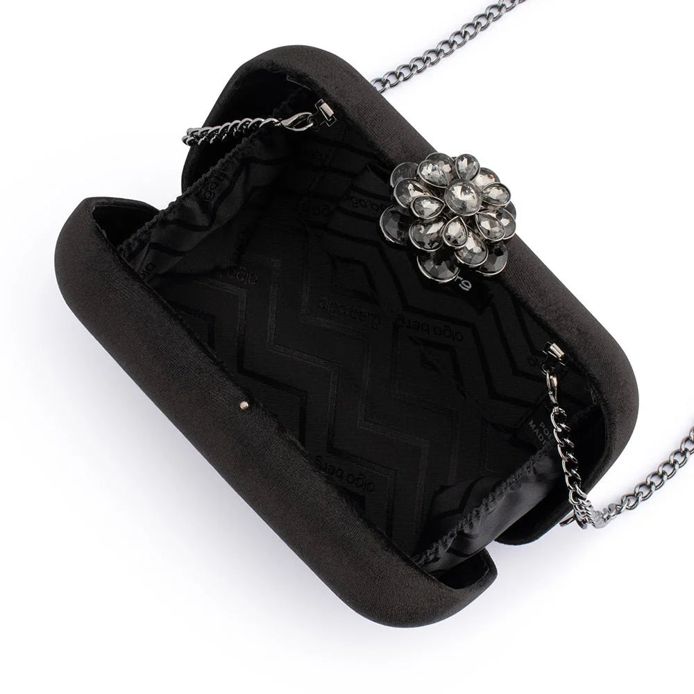 Shop Emilia Velvet Clutch Bag | Black - Olga Berg