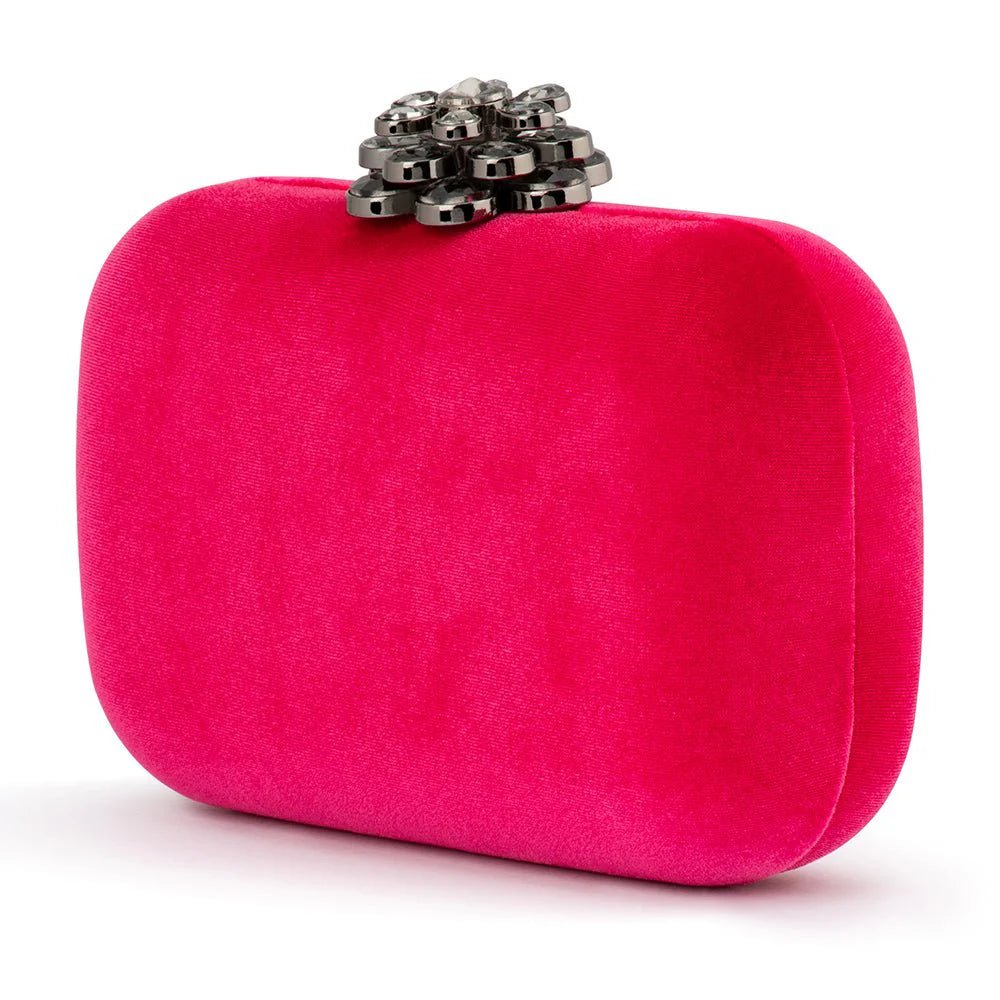 Shop Emilia Velvet Clutch Bag | Fuchsia - Olga Berg