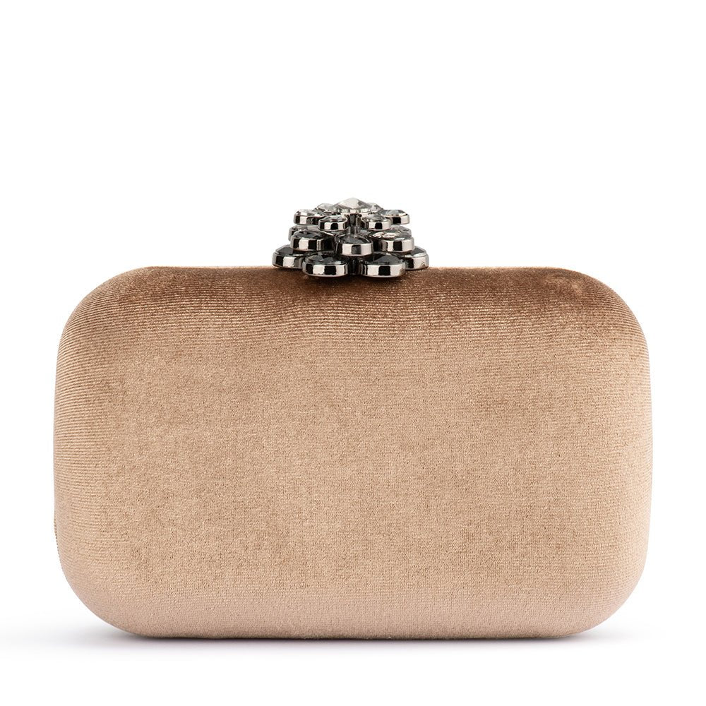 Shop Emilia Velvet Clutch Bag | Mink - Olga Berg