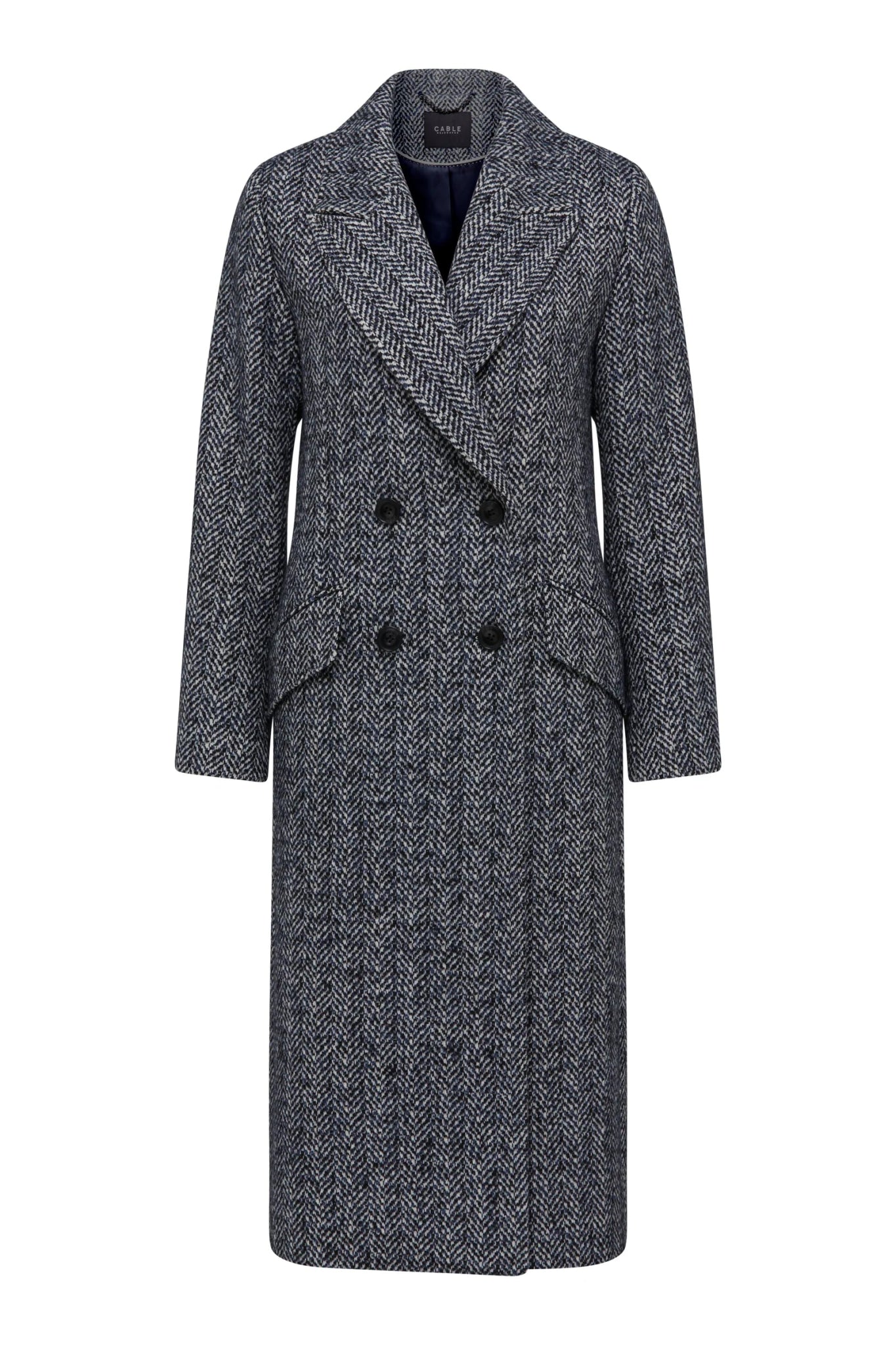 Shop Emma Herringbone Coat | Blue Herringbone - Cable Melbourne