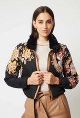 OnceWas Empress Crop Bomber Jacket