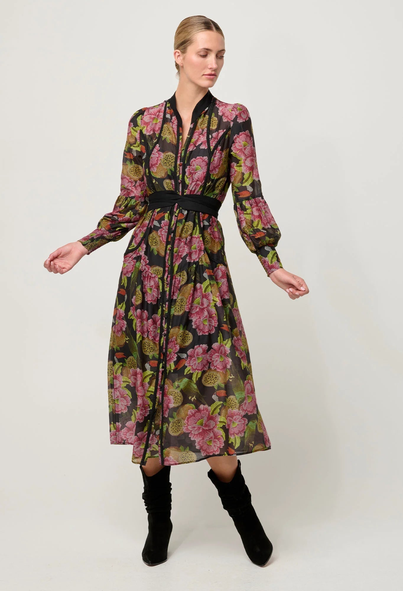 Shop Esmeralda Cotton Silk Dress in Winter Granadilla - OnceWas