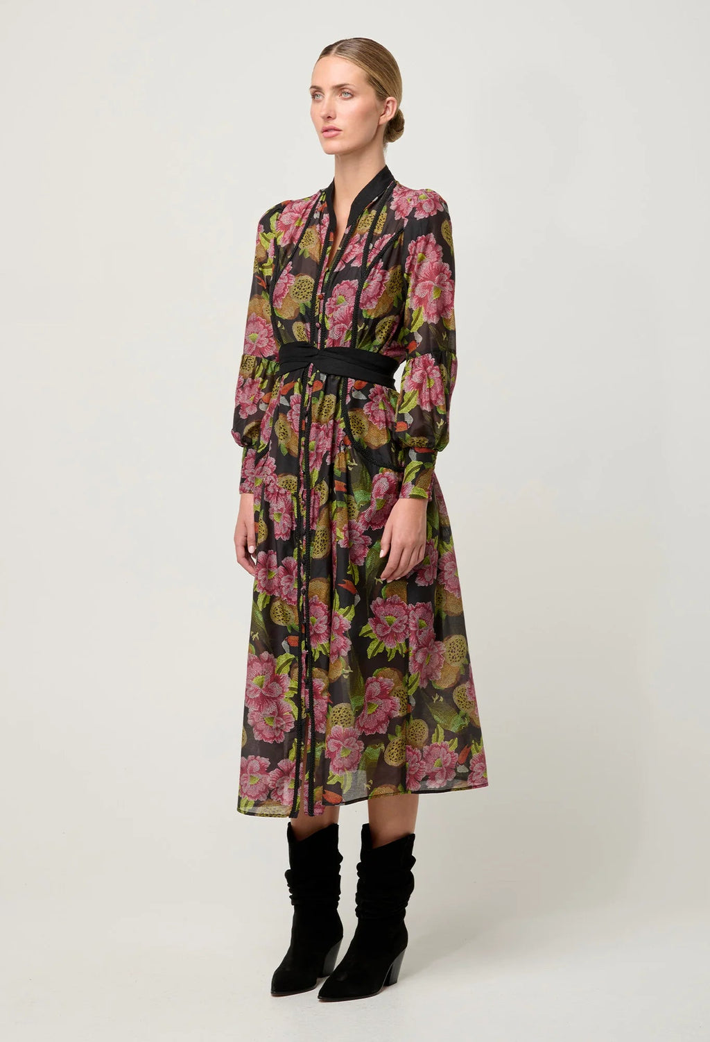 Shop Esmeralda Cotton Silk Dress in Winter Granadilla - OnceWas