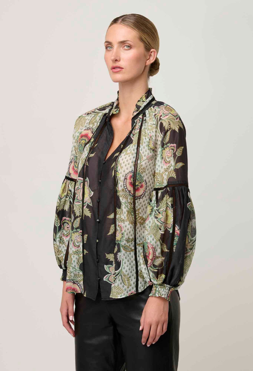 Shop Espada Cotton Silk Blouse in Mariposa Nero - OnceWas