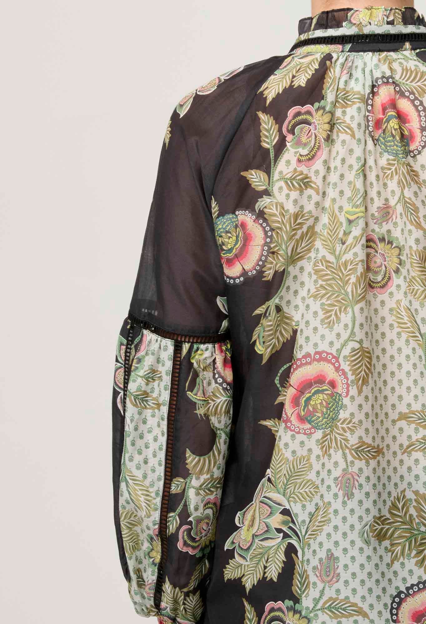Shop Espada Cotton Silk Blouse in Mariposa Nero - OnceWas