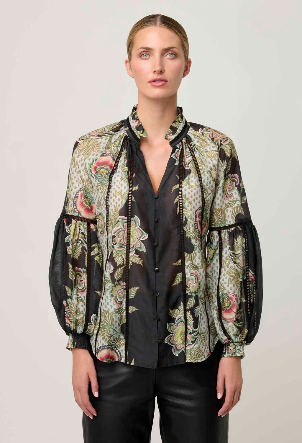 Shop Espada Cotton Silk Blouse in Mariposa Nero - OnceWas