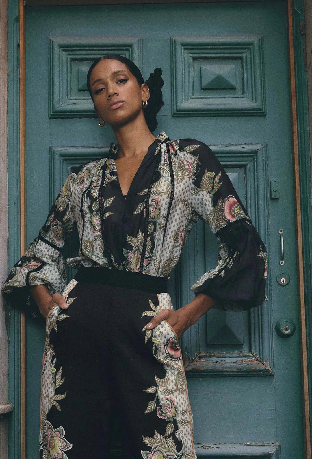 Shop Espada Cotton Silk Blouse in Mariposa Nero - OnceWas