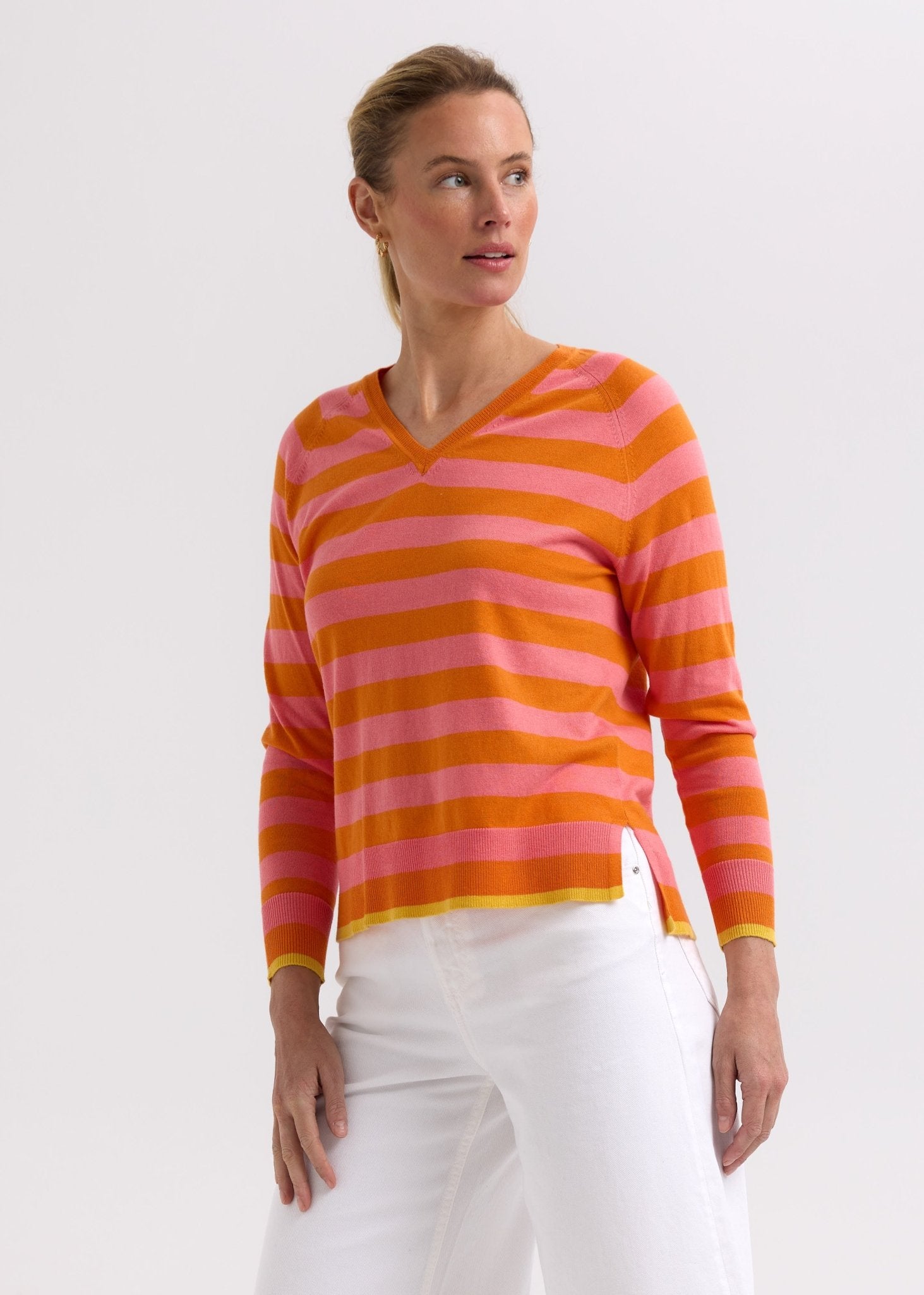 Shop Essential Stripe V Knit - Zaket & Plover