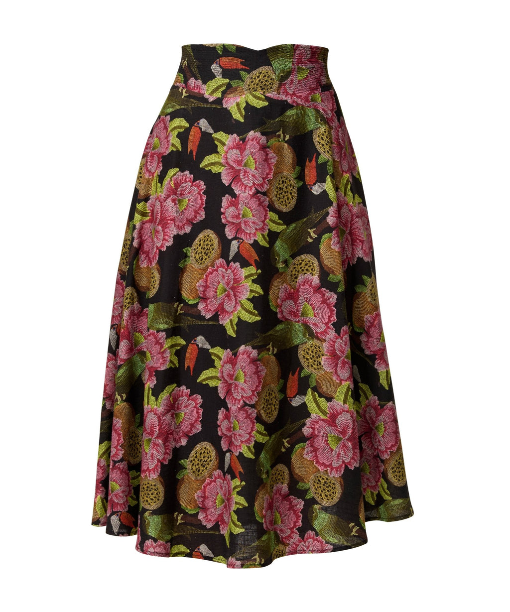 Shop Estrella Linen Viscose Skirt in Winter Granadilla - OnceWas