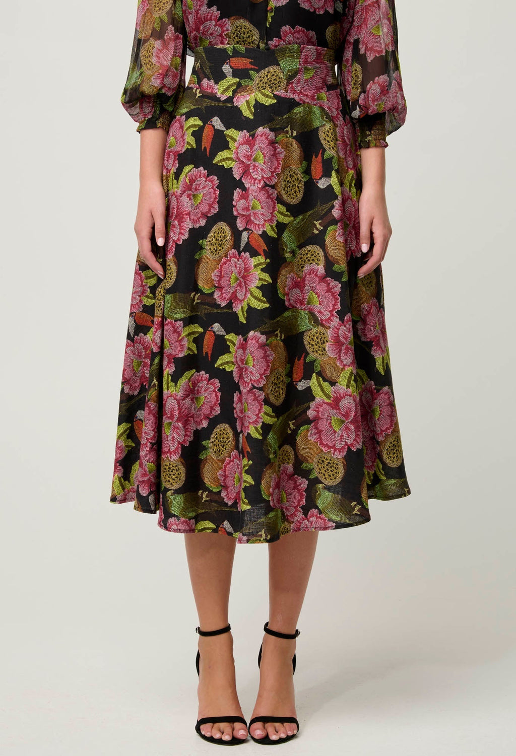 Shop Estrella Linen Viscose Skirt in Winter Granadilla - OnceWas