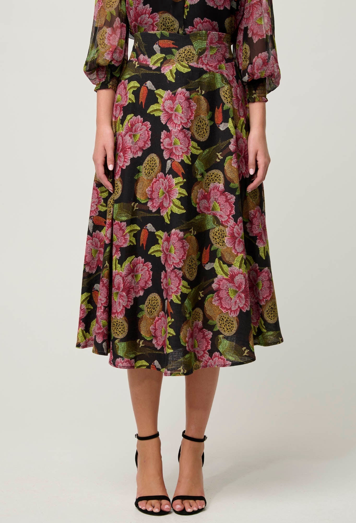 Shop Estrella Linen Viscose Skirt in Winter Granadilla - OnceWas