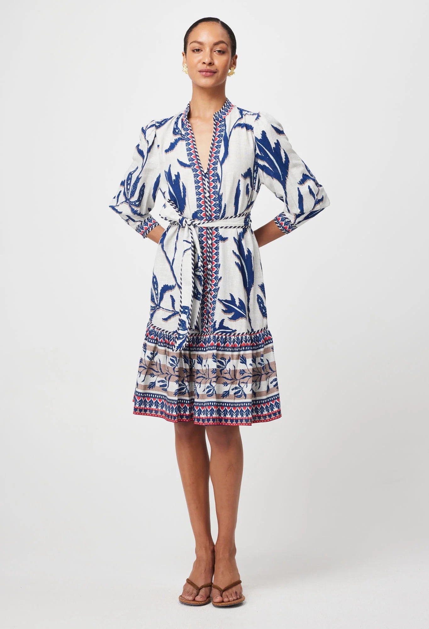 Shop Eudora Linen Viscose Dress | Palm Shadow - ONCEWAS