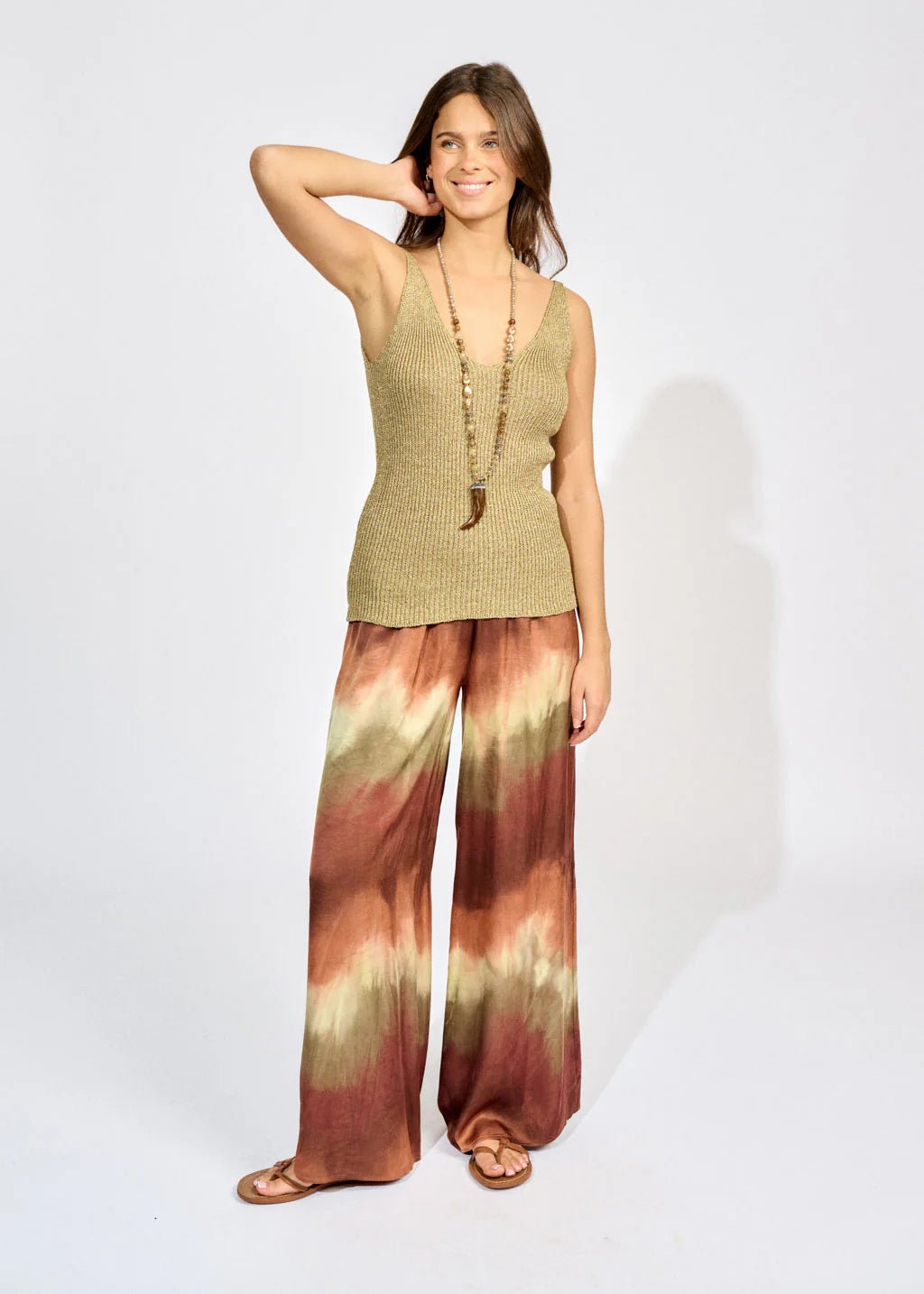 Shop Fame Tie Dye Wide Leg Pants | Desert - Lauren Vidal Paris