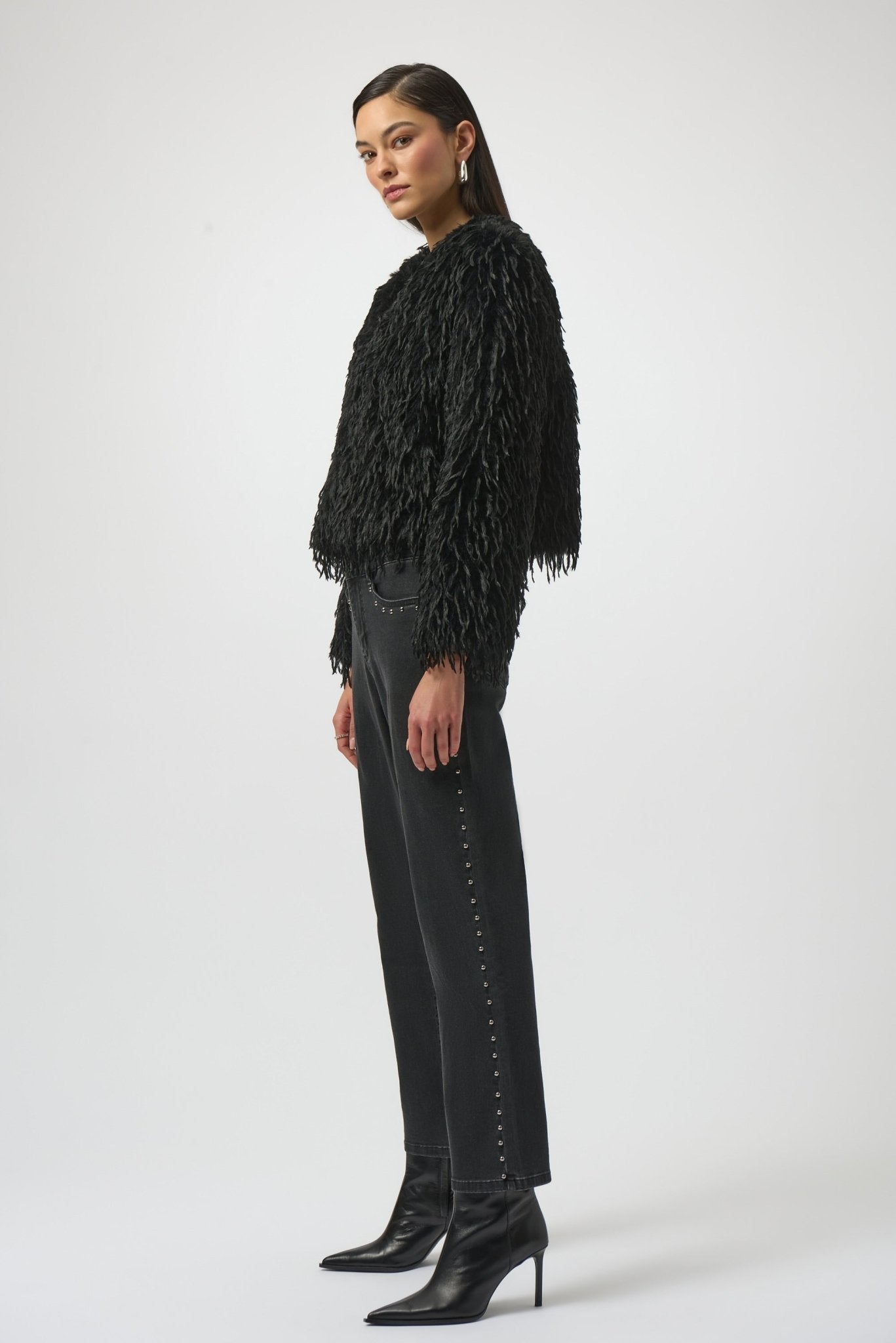 Shop Faux Fur Collarless Boxy Jacket - Joseph Ribkoff