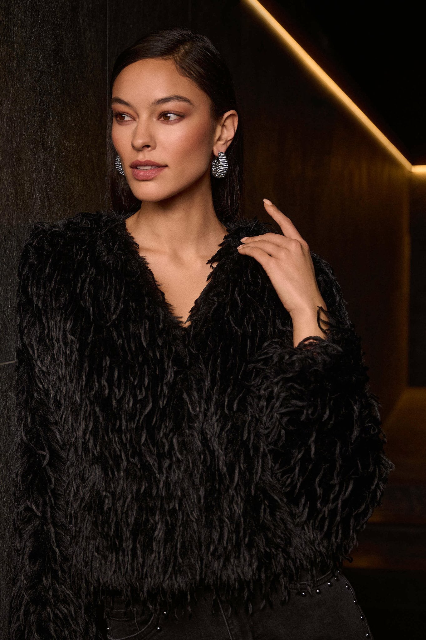 Shop Faux Fur Collarless Boxy Jacket - Joseph Ribkoff