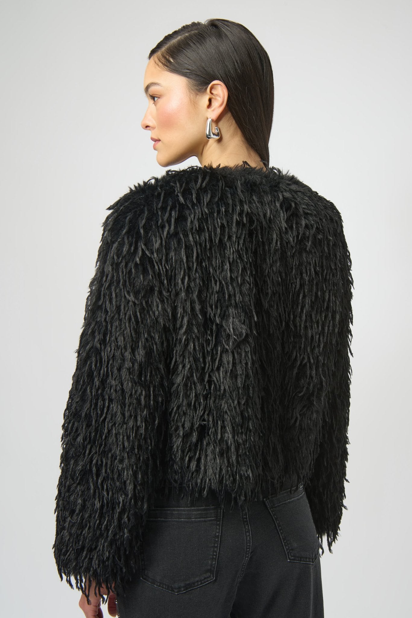 Shop Faux Fur Collarless Boxy Jacket - Joseph Ribkoff
