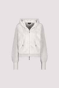 Shop Faux Fur Hooded Zip Up Knit Jacket | Stone - Monari