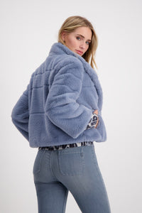 Shop Faux Fur Jacket | Smokey Blue - Monari