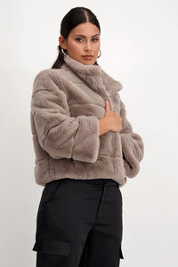 Shop Faux Fur Jacket | Toffee - Monari