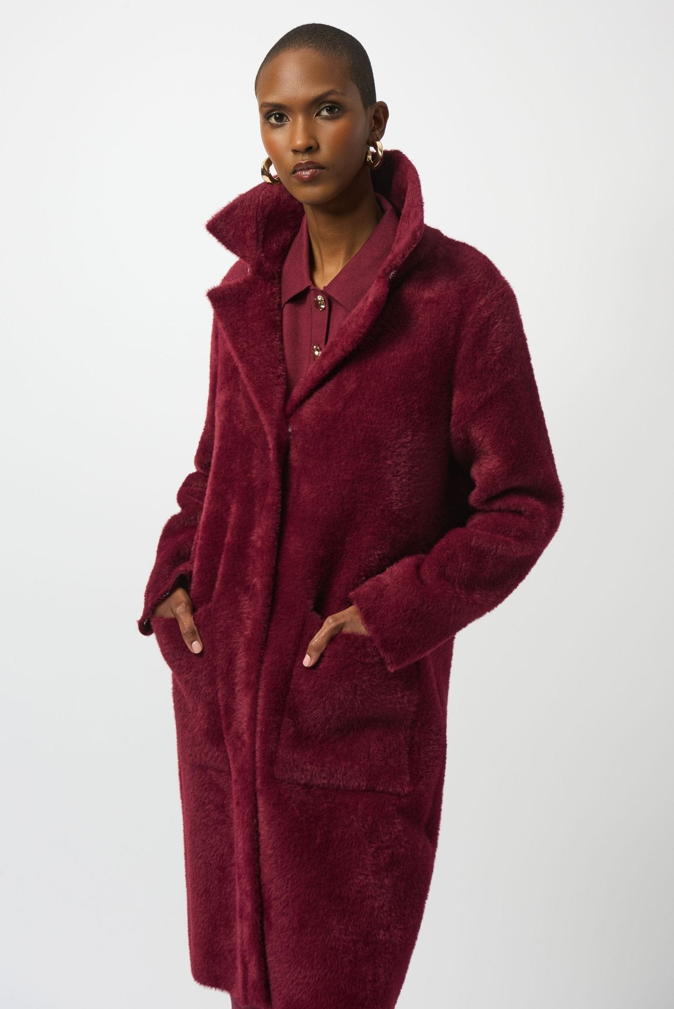 Shop Feather Yarn and Faux Fur Sweater Coat - Joseph Ribkoff