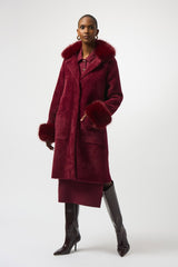 Joseph Ribkoff Feather Yarn & Faux Fur Coat