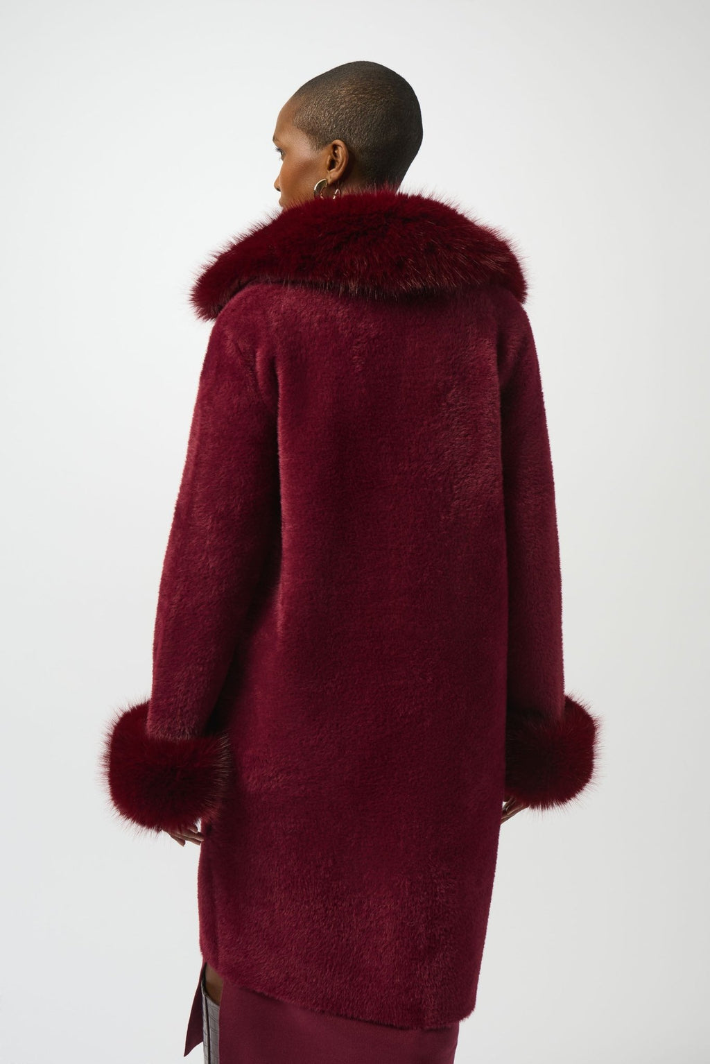 Shop Feather Yarn and Faux Fur Sweater Coat - Joseph Ribkoff